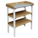 Axi table de rempotage avec 2 tagres de rangement marron et blanc
