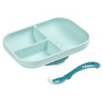 Beaba ensemble d'assiette bébé à 2 compartiments silicone bleu Beaba ensemble d'assiette bébé à 2 compartiments silicone bleu