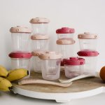Beaba rcipients de stockage d'aliments 1st meal set rose et corail