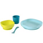 Beaba service de repas 4 pcs silicone bleu et vert