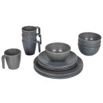 Bo - camp vaisselle 16 pcs stone mélamine gris Bo - camp vaisselle 16 pcs stone mélamine gris