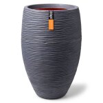 Capi pot � fleurs nature rib �l�gant 40x30 cm gris fonc�