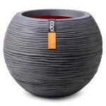 Capi pot � fleurs nature rib rond 40x32 cm gris fonc�