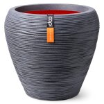 Capi pot � fleurs nature rib rond conique 42x38 cm gris fonc�