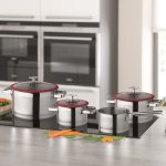 Cuisinox ensemble d'ustensiles de cuisine 4 pcs argent et rouge