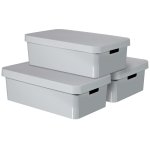 Curver bote de rangement infinity et couvercle 3 pcs 30 l gris 240681