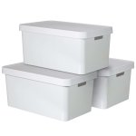 Curver bote de rangement infinity et couvercle 3pcs 45 l blanc 240683