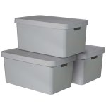 Curver bote de rangement infinity avec couvercle 3pcs 45l gris 240659