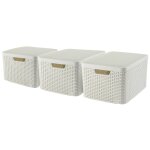 Curver bote de rangement style avec couvercle 3 pcs l blanc 240656