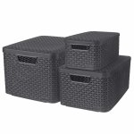 Curver botes de rangement style avec couvercle 3 pcs s + m + l anthracite