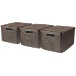 Curver bote de rangement style avec couvercle 3 pcs l marron 240651