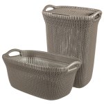 Curver panier  linge et corbeille  linge knit marron 97 l 240658