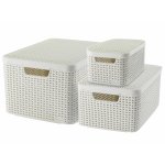 Curver panier de rangement style et couvercle 3 pcs blanc 240652