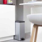 Curver poubelle slim  pdale deco 40 l argent 240640