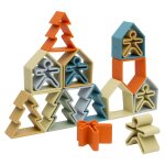 D�na ensemble de jouets en silicone maisons et arbres nature 18 pcs