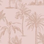 Dutch wallcoverings papier peint arbres tropicaux rose