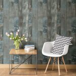 Dutch wallcoverings papier peint bois de rebut gris - bleu