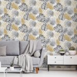 Dutch wallcoverings papier peint feuilles de monstera noir Dutch wallcoverings papier peint feuilles de monstera noir