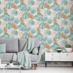 Dutch wallcoverings papier peint feuilles de monstera vert Dutch wallcoverings papier peint feuilles de monstera vert