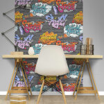 Dutch wallcoverings papier peint graffiti multicolore l179 - 01