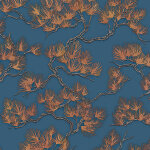 Dutch wallcoverings papier peint motif avec pins dor� et bleu