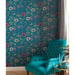 Dutch wallcoverings papier peint oiseau botanique bleu