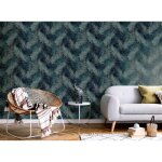 Dutch wallcoverings papier peint palm bleu p�trole