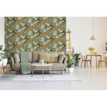 Dutch wallcoverings papier peint poisson / fleur vert