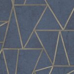 Dutch wallcoverings papier peint triangles bleu ptrole et dor