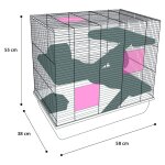 Flamingo cage pour hamsters jaro 4 58x38x55 cm noir et bleu