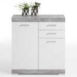 Fmd armoire avec 2 portes et 2 tiroirs 80x34, 9x89, 9 cm bton et blanc