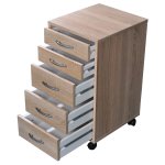 Fmd armoire mobile avec 5 tiroirs chne