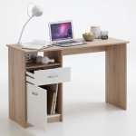 Fmd bureau avec 1 tiroir 123 x 50 x 76, 5 cm chne et blanc