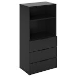 Fmd commode avec 3 tiroirs et étagère ouverte noir Fmd commode avec 3 tiroirs et étagère ouverte noir