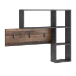Fmd porte - manteau mural 4 compartiments ouverts anthracite et marron