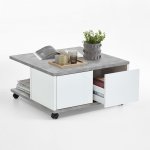 Fmd table basse mobile 70x70x35, 5 cm béton et blanc brillant Fmd table basse mobile 70x70x35, 5 cm béton et blanc brillant