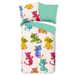 Good morning housse de couette enfant dragons 135x200 cm multicolore
