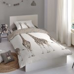 Good morning housse de couette enfant giraffe 135x200 cm blanc cass