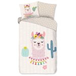 Good morning housse de couette enfant llama 140x200 / 220 cm multicolore