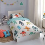 Good morning housse de couette pour enfants robots 135x200 cm