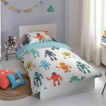 Good morning housse de couette pour enfants robots 140x200 / 220 cm