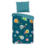 Good morning housse de couette enfant spacy 120x150 cm bleu ptrole