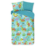 Good morning housse de couette enfant turtles 140x200 / 220 cm bleu