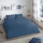 Good morning housse de couette uni 140x200 / 220 cm bleu denim