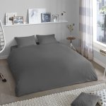 Good morning housse de couette uni 240x200 / 220 cm anthracite Good morning housse de couette uni 240x200 / 220 cm anthracite