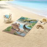 Good morning serviette de plage dino 75x150 cm multicolore