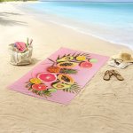 Good morning serviette de plage pink fruits 75x150 cm rose
