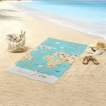 Good morning serviette de plage worldmap 75x150 cm bleu clair