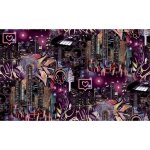 Good vibes papier peint skyscrapers city icons noir et rose