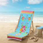 Happiness serviette de plage wild rose 100x180 cm bleu aqua